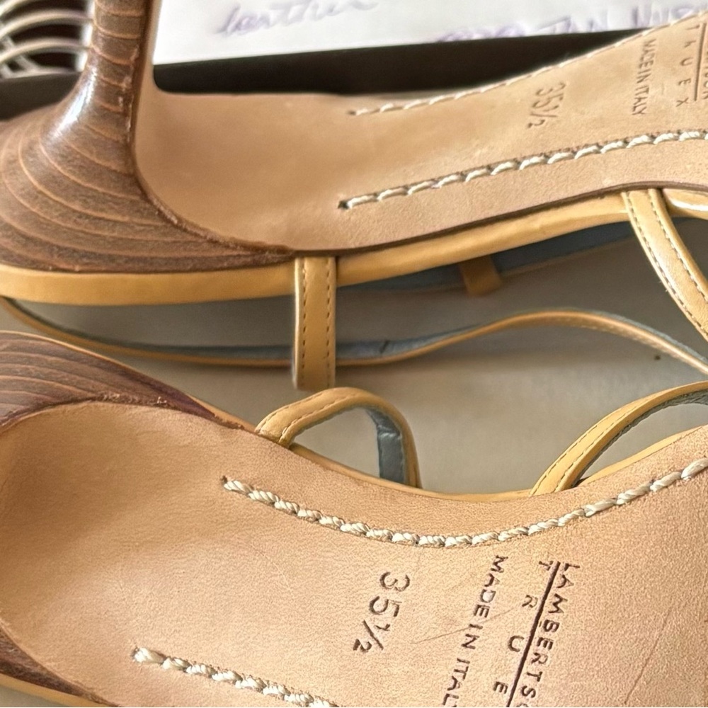 LAMBERTSON TRUEX Natural “Nan” Cage Leather Slingback Heels - Picture 14 of 15